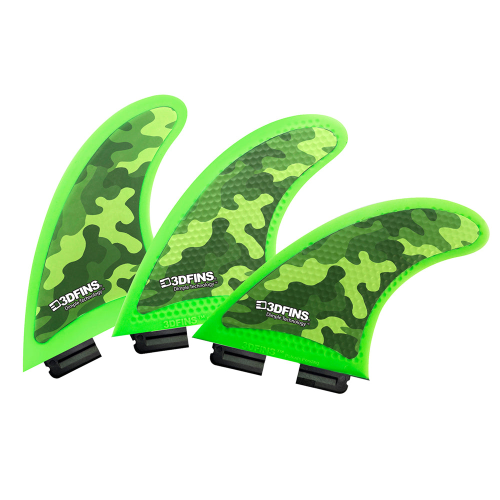 3D Fins - All Rounder Thruster - Soft - Green Camo  (FCS1/FCS2/CatchSurf/Futures)